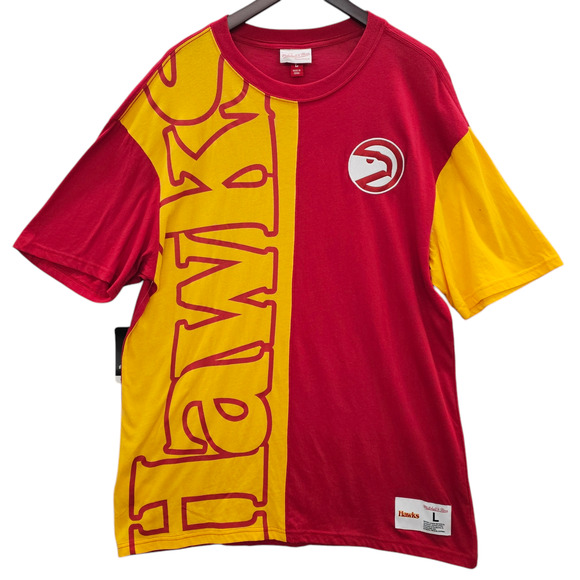 NWT Atlanta Hawks Shirt Mens Large Mitchell and Ness Basketball Short Sleeve Tee - Picture 1 of 14
